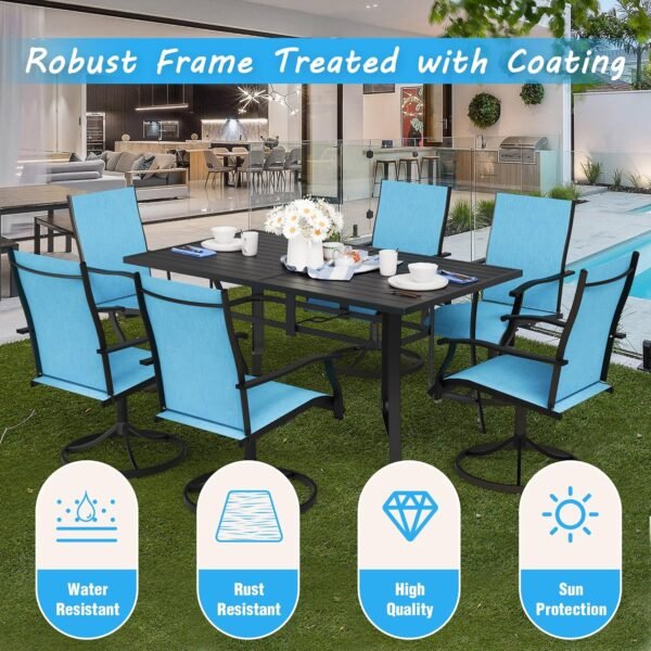 Bupplee 7-Piece Outdoor Patio Dining Set Review Comfortable Swivel Rocking Chairs Included