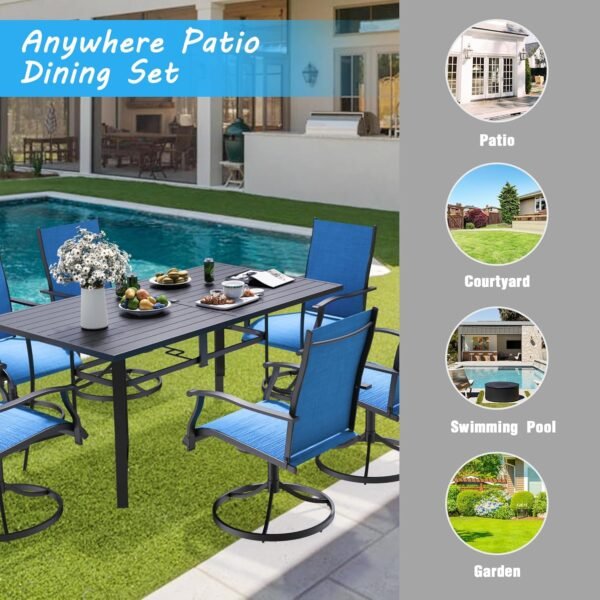 Bupplee 7-Piece Outdoor Patio Dining Set Review Comfortable Swivel Rocking Chairs Included
