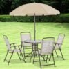 Outsunny Patio Dining Set Review Folding Chairs and Umbrella Included
