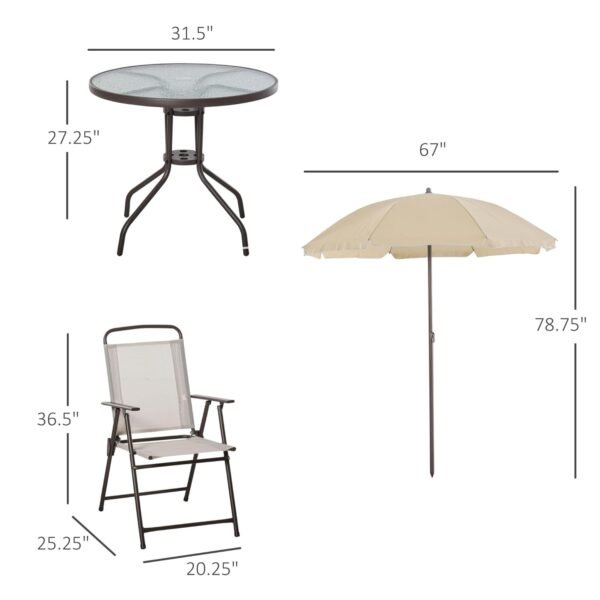 Outsunny Patio Dining Set Review Folding Chairs and Umbrella Included