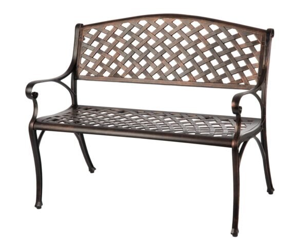 Patio Sense 61491 Patio Bench Cast Aluminum Lightweight Sturdy Bench Perfect for Relaxing Pause in Garden, Backyard Patio Basketweave Design - Antique Bronze Finish