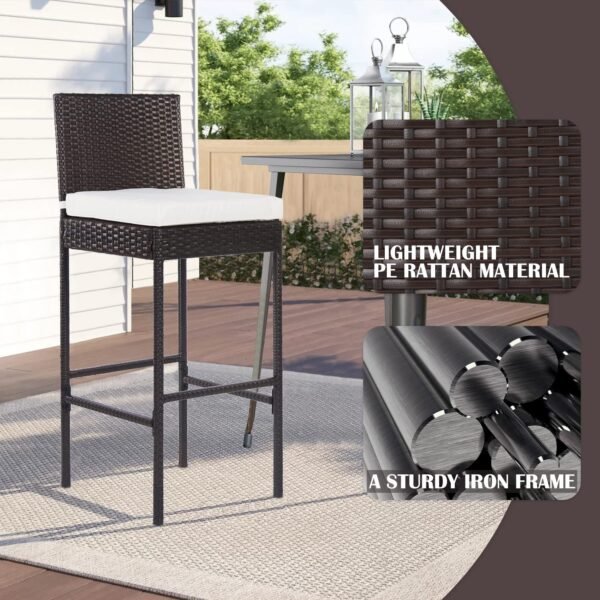 PayLessHere Outdoor Bar Stools Review Durable Wicker Patio Chairs with Cushions