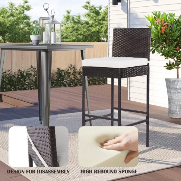 PayLessHere Outdoor Bar Stools Review Durable Wicker Patio Chairs with Cushions