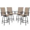 Sophia & William Patio Swivel Bar Stools Set of 4, Bar Height Patio Chair, High Top Patio Chairs, Supports 300 lbs (Brown Fabric)